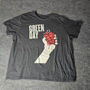 Green Day Shirt Mens 2XL Gray Heart Grenade Graphic Band Tee Punk Rock